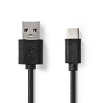 Nedis USB-kabel | USB 2.0 | USB-A Hane | USB-C™ Hane | 5 W | 480 Mbps | Nickelplaterad | 1.00 m | Rund | PVC | Svart | Label Nedis USB-kabel | USB 2.0 | USB-A Hane | USB-C™ Hane | 5 W | 480 Mbps | Nickelplaterad | 1.00 m | Rund | PVC | Svart | Label