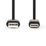 Nedis USB-kabel | USB 2.0 | USB-A Hane | USB-C™ Hane | 5 W | 480 Mbps | Nickelplaterad | 2.00 m | Rund | PVC | Svart | Label