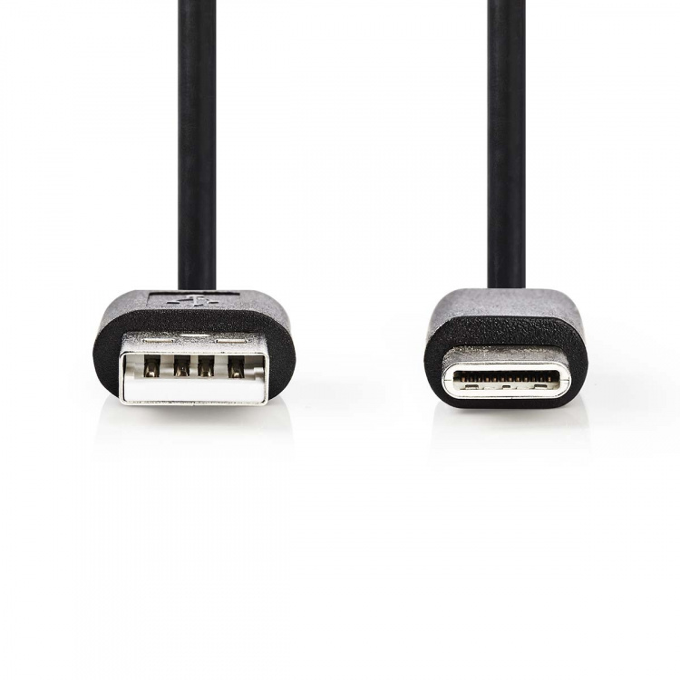 Nedis USB-kabel | USB 2.0 | USB-A Hane | USB-C™ Hane | 5 W | 480 Mbps | Nickelplaterad | 2.00 m | Rund | PVC | Svart | Label