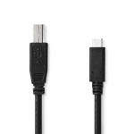 Nedis USB-kabel | USB 2.0 | USB-C™ Hane | USB-B Hane | 480 Mbps | Nickelplaterad | 1.00 m | Rund | PVC | Svart | Label Nedis USB-kabel | USB 2.0 | USB-C™ Hane | USB-B Hane | 480 Mbps | Nickelplaterad | 1.00 m | Rund | PVC | Svart | Label