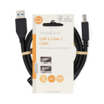 Nedis USB-kabel | USB 3.2 Gen 1 | USB-A Hane | USB-A Hona | 5 Gbps | Nickelplaterad | 1.00 m | Rund | PVC | Svart | Label