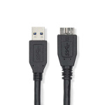 Nedis USB-kabel | USB 3.2 Gen 1 | USB-A Hane | USB Micro-B Hane | 5 Gbps | Nickelplaterad | 0.50 m | Rund | PVC | Svart | Label
