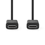 Nedis USB-kabel | USB 3.2 Gen 2 | USB-C™ Hane | USB-C™ Hane | 240 W | 8K@30Hz | 20 Gbps | Nickelplaterad | 1.00 m | Rund | PVC | Svart | Label