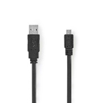 Nedis USB-kabel | USB 2.0 | USB-A Hane | USB Micro-B Hane | 480 Mbps | Nickelplaterad | 1.00 m | Platt | PVC | Svart | Kuvert Nedis USB-kabel | USB 2.0 | USB-A Hane | USB Micro-B Hane | 480 Mbps | Nickelplaterad | 1.00 m | Platt | PVC | Svart | Kuvert