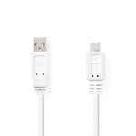 Nedis USB-kabel | USB 2.0 | USB-A Hane | USB Micro-B Hane | 480 Mbps | Nickelplaterad | 1.00 m | Platt | PVC | Vit | Kuvert
