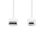 Nedis USB-kabel | USB 2.0 | USB-A Hane | USB Micro-B Hane | 480 Mbps | Nickelplaterad | 1.00 m | Platt | PVC | Vit | Kuvert