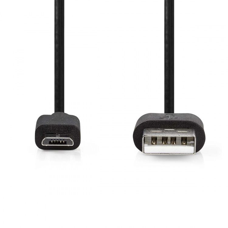 Nedis USB-kabel | USB 2.0 | USB-A Hane | USB Micro-B Hane | 9 W | 480 Mbps | Nickelplaterad | 5.00 m | Rund | PVC | Svart | Kuvert
