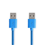 Nedis USB-kabel | USB 3.2 Gen 1 | USB-A Hane | USB-A Hane | 5 Gbps | Nickelplaterad | 2.00 m | Rund | PVC | Blå | Kuvert Nedis USB-kabel | USB 3.2 Gen 1 | USB-A Hane | USB-A Hane | 5 Gbps | Nickelplaterad | 2.00 m | Rund | PVC | Blå | Kuvert