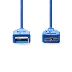 Nedis USB-kabel | USB 3.2 Gen 1 | USB-A Hane | USB Micro-B Hane | 5 Gbps | Nickelplaterad | 5.00 m | Rund | PVC | Blå | Kuvert Nedis USB-kabel | USB 3.2 Gen 1 | USB-A Hane | USB Micro-B Hane | 5 Gbps | Nickelplaterad | 5.00 m | Rund | PVC | Blå | Kuvert