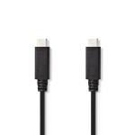 Nedis USB-kabel | USB 3.2 Gen 2 | USB-C™ Hane | USB-C™ Hane | 15 W | 10 Gbps | Nickelplaterad | 1.00 m | Rund | PVC | Svart | Tag