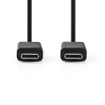 Nedis USB-kabel | USB 3.2 Gen 2 | USB-C™ Hane | USB-C™ Hane | 15 W | 10 Gbps | Nickelplaterad | 1.00 m | Rund | PVC | Svart | Tag
