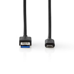 Nedis USB-kabel | USB 3.2 Gen 1 | USB-A Hane | USB-C™ Hane | 60 W | 5 Gbps | Nickelplaterad | 2.00 m | Rund | PVC | Svart | Låda