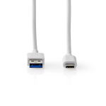 Nedis USB-kabel | USB 3.2 Gen 1 | USB-A Hane | USB-C™ Hane | 60 W | 5 Gbps | Nickelplaterad | 1.00 m | Rund | PVC | Vit | Låda