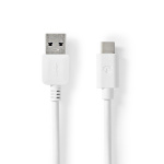 Nedis USB-kabel | USB 3.2 Gen 1 | USB-A Hane | USB-C™ Hane | 60 W | 5 Gbps | Nickelplaterad | 2.00 m | Rund | PVC | Vit | Låda Nedis USB-kabel | USB 3.2 Gen 1 | USB-A Hane | USB-C™ Hane | 60 W | 5 Gbps | Nickelplaterad | 2.00 m | Rund | PVC | Vit | Låda