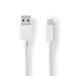 Nedis USB-kabel | USB 3.2 Gen 2 | USB-A Hane | USB-C™ Hane | 60 W | 10 Gbps | Nickelplaterad | 1.00 m | Rund | PVC | Vit | Låda Nedis USB-kabel | USB 3.2 Gen 2 | USB-A Hane | USB-C™ Hane | 60 W | 10 Gbps | Nickelplaterad | 1.00 m | Rund | PVC | Vit | Låda