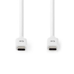 Nedis USB-kabel | USB 3.2 Gen 2 | USB-C™ Hane | USB-C™ Hane | 100 W | 4K@60Hz | 10 Gbps | Nickelplaterad | 1.00 m | Rund | PVC | Vit | Låda Nedis USB-kabel | USB 3.2 Gen 2 | USB-C™ Hane | USB-C™ Hane | 100 W | 4K@60Hz | 10 Gbps | Nickelplaterad | 1.00 m | Rund | PVC | Vit | Låda