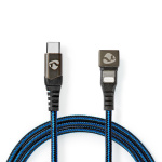 Nedis USB-kabel | USB 2.0 | Apple Lightning, 8-stifts | USB-C™ Hane | 60 W | 480 Mbps | Nickelplaterad | 2.00 m | Rund | Flätad / Nylon | Blå / Svart | Kartong med täckt fönster