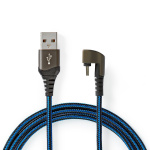 Nedis USB-kabel | USB 2.0 | USB-A Hane | USB-C™ Hane | 480 Mbps | Guldplaterad | 2.00 m | Rund | Flätad / Nylon | Blå / Svart | Kartong med täckt fönster Nedis USB-kabel | USB 2.0 | USB-A Hane | USB-C™ Hane | 480 Mbps | Guldplaterad | 2.00 m | Rund | Flätad / Nylon | Blå / Svart | Kartong med täckt fönster