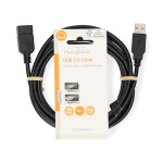 Nedis USB-kabel | USB 2.0 | USB-A Hane | USB-A Hona | 480 Mbps | Nickelplaterad | 3.00 m | Rund | PVC | Svart | Label Nedis USB-kabel | USB 2.0 | USB-A Hane | USB-A Hona | 480 Mbps | Nickelplaterad | 3.00 m | Rund | PVC | Svart | Label