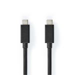 Nedis USB-kabel | USB 3.2 Gen 2 | USB-C™ Hane | USB-C™ Hane | 100 W | 4K@60Hz | 20 Gbps | Nickelplaterad | 1.00 m | Rund | PVC | Svart | Label