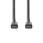 Nedis USB-kabel | USB 3.2 Gen 2 | USB-C™ Hane | USB-C™ Hane | 100 W | 4K@60Hz | 20 Gbps | Nickelplaterad | 1.00 m | Rund | PVC | Svart | Label