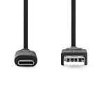 Nedis USB-kabel | USB 3.2 Gen 2 | USB-A Hane | USB-C™ Hane | 60 W | 10 Gbps | Nickelplaterad | 1.00 m | Rund | PVC | Svart | Label