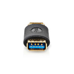 Nedis USB-A Adapter | USB 3.2 Gen 1 | USB-A Hona | USB-A Hona | 5 Gbps | Rund | Guldplaterad | Antracit | Låda
