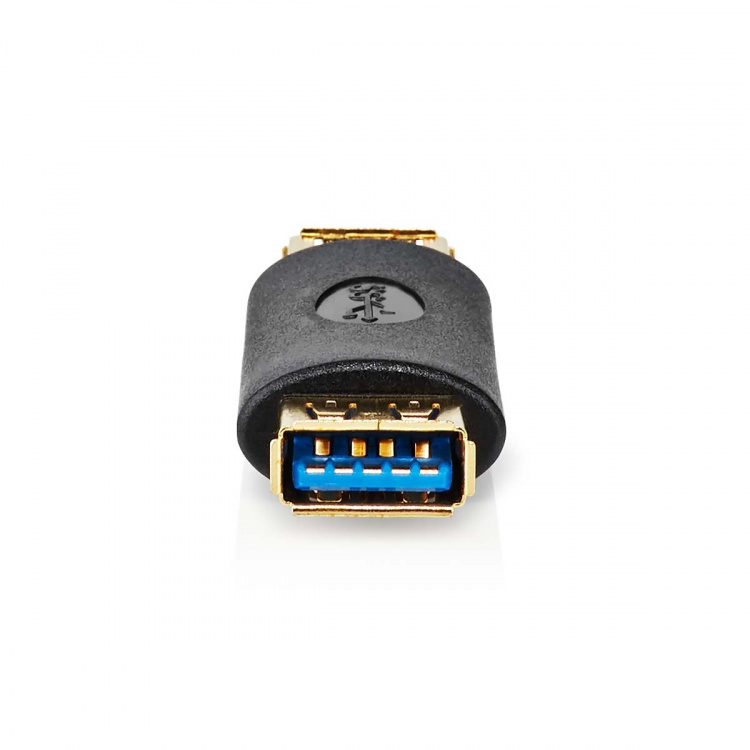 Nedis USB-A Adapter | USB 3.2 Gen 1 | USB-A Hona | USB-A Hona | 5 Gbps | Rund | Guldplaterad | Antracit | Låda