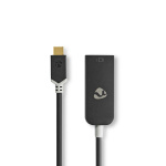 Nedis USB-C™ Adapter | USB 3.2 Gen 1 | USB-C™ Hane | DisplayPort Hona | 8K@30Hz | 0.20 m | Rund | Guldplaterad | PVC | Antracit | Kartong med fönster