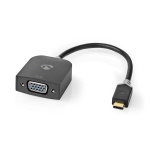 Nedis USB-C™ Adapter | USB 3.2 Gen 1 | USB-C™ Hane | VGA hona 15p | 1920x1200 | 0.20 m | Rund | Guldplaterad | PVC | Antracit | Window Box med Euro Lock