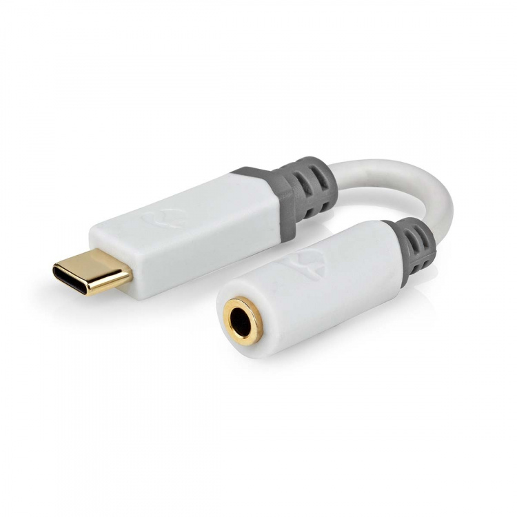Nedis USB-C™ Adapter | USB 2.0 | USB-C™ Hane | 3.5 mm Hona | 0.10 m | Rund | Guldplaterad | PVC | Vit | Låda Nedis USB-C™ Adapter | USB 2.0 | USB-C™ Hane | 3.5 mm Hona | 0.10 m | Rund | Guldplaterad | PVC | Vit | Låda
