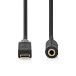 Nedis USB-C™ Adapter | USB 2.0 | USB-C™ Hane | 3.5 mm Hona | 1.00 m | Rund | Guldplaterad | PVC | Svart | Låda Nedis USB-C™ Adapter | USB 2.0 | USB-C™ Hane | 3.5 mm Hona | 1.00 m | Rund | Guldplaterad | PVC | Svart | Låda