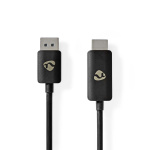 Nedis Displayport-adapter | DisplayPort Hane | HDMI™ Kontakt | 8K@30Hz | Nickelplaterad | Rak | 1.80 m | Rund | TPE | Svart | Låda