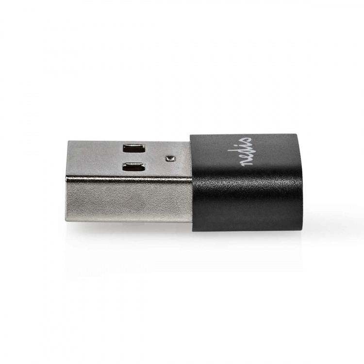 Nedis USB-A Adapter | USB 2.0 | USB-A Hane | USB-C™ Hona | 480 Mbps | Rund | Nickelplaterad | Svart | Låda Nedis USB-A Adapter | USB 2.0 | USB-A Hane | USB-C™ Hona | 480 Mbps | Rund | Nickelplaterad | Svart | Låda