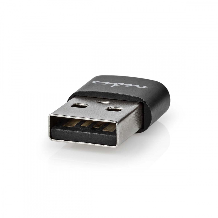 Nedis USB-A Adapter | USB 2.0 | USB-A Hane | USB-C™ Hona | 480 Mbps | Rund | Nickelplaterad | Svart | Låda Nedis USB-A Adapter | USB 2.0 | USB-A Hane | USB-C™ Hona | 480 Mbps | Rund | Nickelplaterad | Svart | Låda