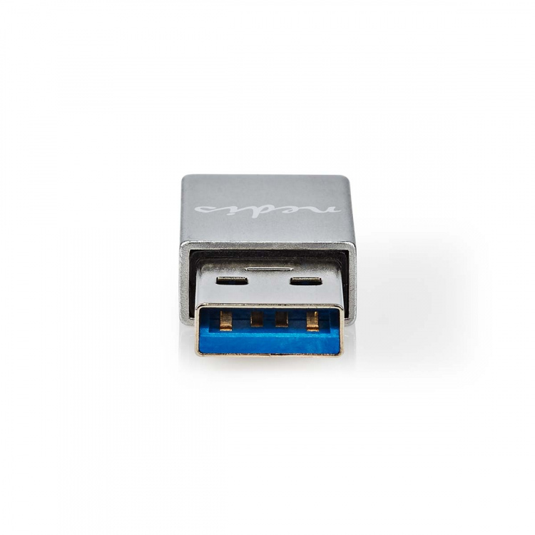 Nedis USB-A Adapter | USB 3.2 Gen 1 | USB-A Hane | USB-C™ Hona | 5 Gbps | Rund | Nickelplaterad | Svart | Låda
