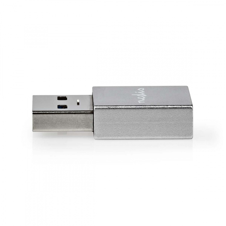 Nedis USB-A Adapter | USB 3.2 Gen 1 | USB-A Hane | USB-C™ Hona | 5 Gbps | Rund | Nickelplaterad | Svart | Låda
