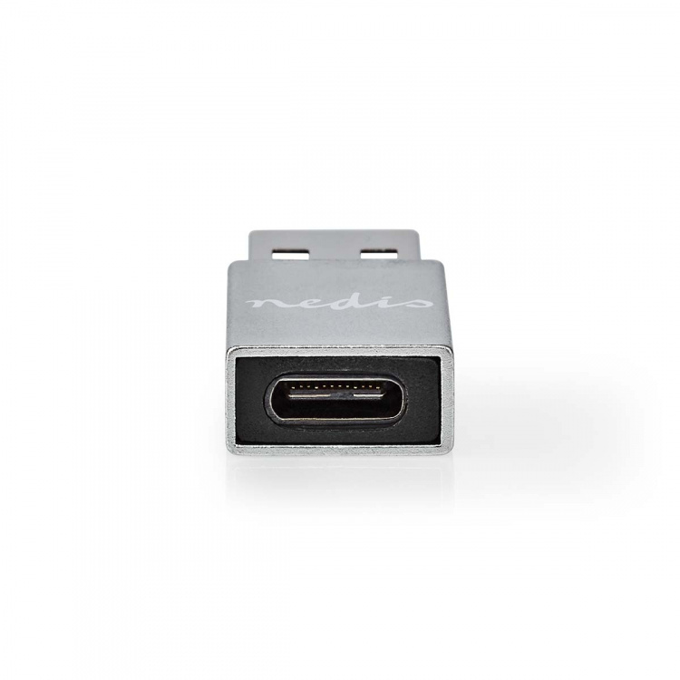 Nedis USB-A Adapter | USB 3.2 Gen 1 | USB-A Hane | USB-C™ Hona | 5 Gbps | Rund | Nickelplaterad | Svart | Låda