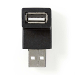 Nedis USB-A Adapter | USB 2.0 | USB-A Hane | USB-A Hona | 480 Mbps | Rund | Nickelplaterad | PVC | Svart | Låda