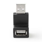 Nedis USB-A Adapter | USB 2.0 | USB-A Hane | USB-A Hona | 480 Mbps | Rund | Nickelplaterad | PVC | Svart | Låda