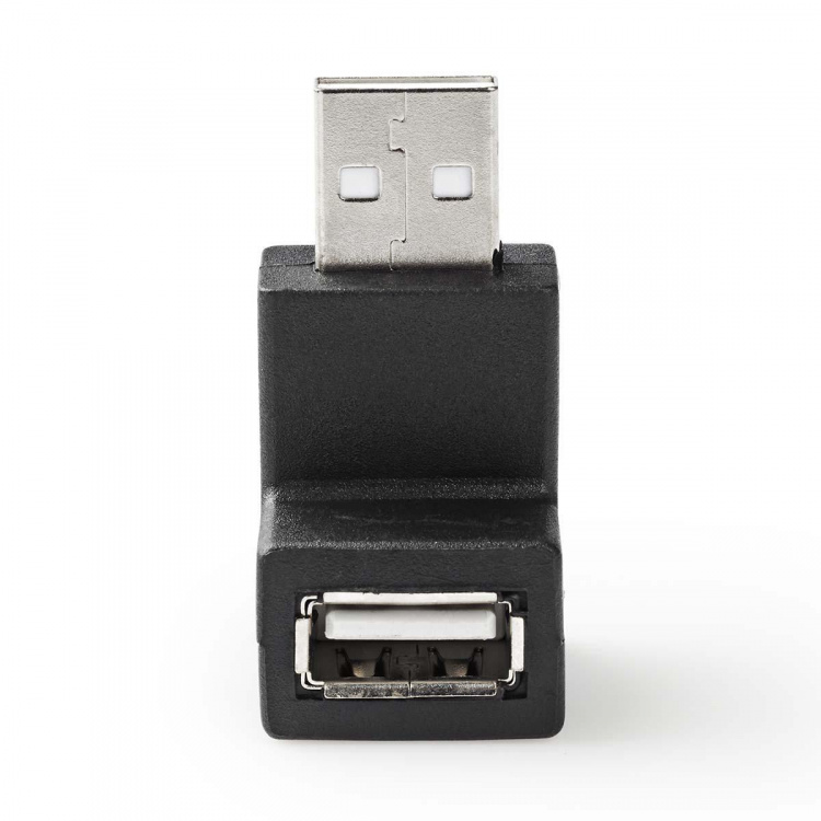 Nedis USB-A Adapter | USB 2.0 | USB-A Hane | USB-A Hona | 480 Mbps | Rund | Nickelplaterad | PVC | Svart | Låda