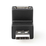 Nedis USB-A Adapter | USB 2.0 | USB-A Hane | USB-A Hona | 480 Mbps | Rund | Nickelplaterad | PVC | Svart | Låda