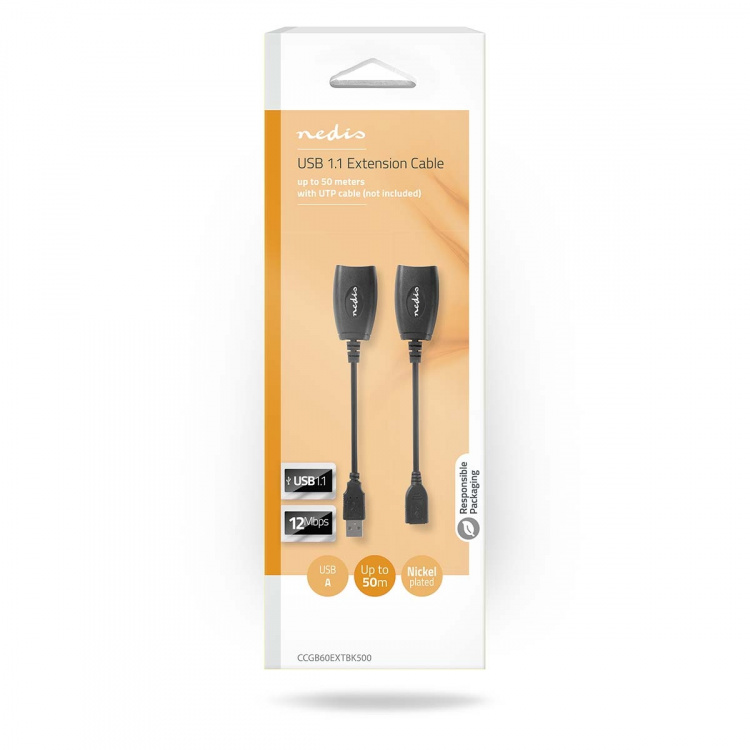 Nedis Aktiv USB-kabel | USB 1.1 | USB-A Hane | RJ45 Hona | 12 Mbps | 0.20 m | Rund | Nickelplaterad | PVC | Koppar | Låda