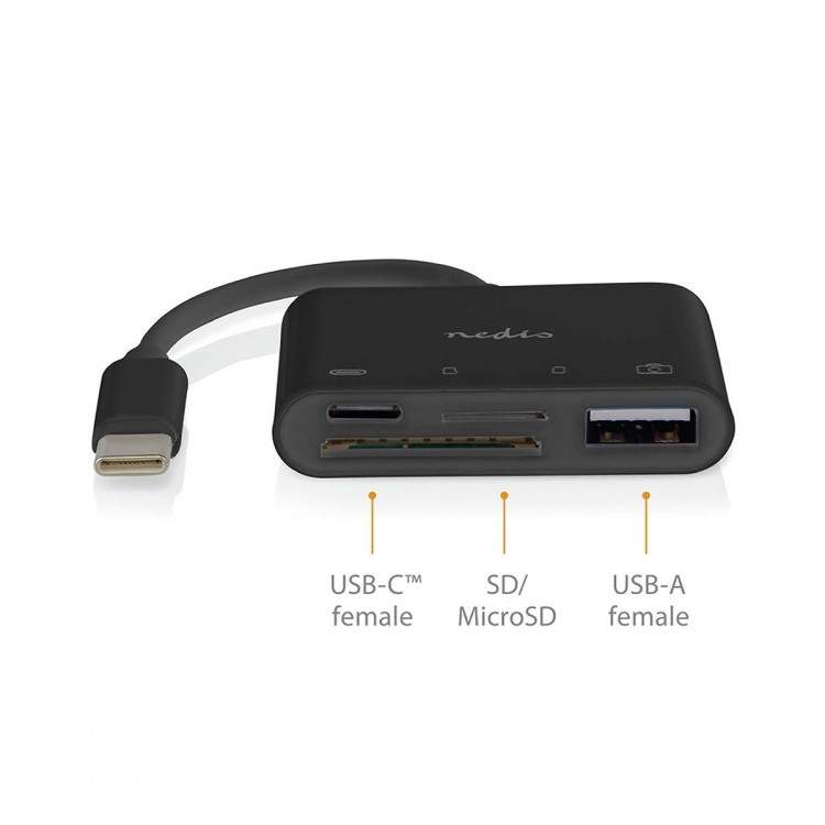 Nedis USB-hubb | 1x USB-C™ | 1x USB A / 1x USB-C™ | 4-Port port(s) | USB 2.0 | USB ström | SD & MicroSD
