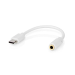 Nedis USB-C™ Adapter | USB 2.0 | USB-C™ Hane | 3.5 mm Hona | 0.10 m | Rund | Nickelplaterad | PVC | Vit | Låda