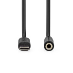 Nedis USB-C™ Adapter | USB 2.0 | USB-C™ Hane | 3.5 mm Hona | 1.00 m | Rund | Nickelplaterad | PVC | Svart | Låda Nedis USB-C™ Adapter | USB 2.0 | USB-C™ Hane | 3.5 mm Hona | 1.00 m | Rund | Nickelplaterad | PVC | Svart | Låda