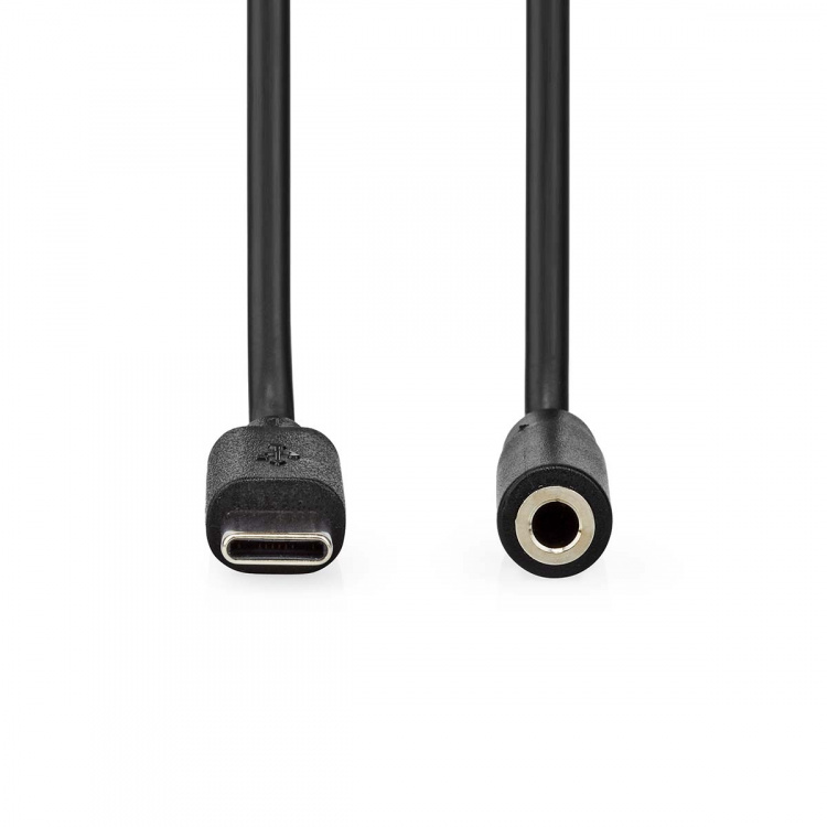 Nedis USB-C™ Adapter | USB 2.0 | USB-C™ Hane | 3.5 mm Hona | 1.00 m | Rund | Nickelplaterad | PVC | Svart | Låda Nedis USB-C™ Adapter | USB 2.0 | USB-C™ Hane | 3.5 mm Hona | 1.00 m | Rund | Nickelplaterad | PVC | Svart | Låda