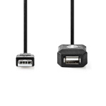 Nedis Aktiv USB-kabel | USB 2.0 | USB-A Hane | USB-A Hona | 480 Mbps | 10.0 m | Rund | Nickelplaterad | PVC | Koppar | Label Nedis Aktiv USB-kabel | USB 2.0 | USB-A Hane | USB-A Hona | 480 Mbps | 10.0 m | Rund | Nickelplaterad | PVC | Koppar | Label