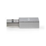 Nedis USB-A Adapter | USB 3.2 Gen 1 | USB-A Hane | USB-C™ Hona | 5 Gbps | Rund | Nickelplaterad | Silver | Kartong med täckt fönster