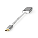 Nedis USB-C™ Adapter | USB 3.2 Gen 1 | USB-C™ Hane | DisplayPort Hona | 0.20 m | Rund | Guldplaterad | Flätad / Nylon | Silver | Kartong med täckt fönster Nedis USB-C™ Adapter | USB 3.2 Gen 1 | USB-C™ Hane | DisplayPort Hona | 0.20 m | Rund | Guldplaterad | Flätad / Nylon | Silver | Kartong med täckt fönster